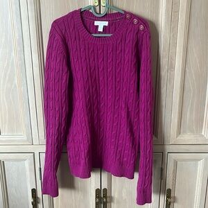 Charter Club woman’s cotton crew sweater size Medium. 3 buttons on collar.